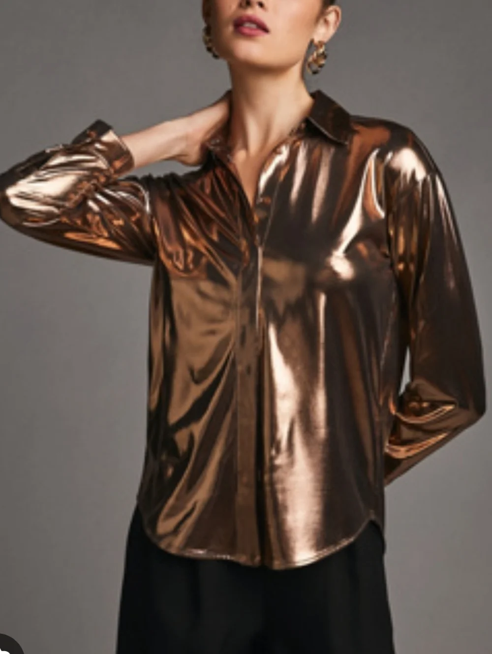 By Anthropologie Shine Shirt In Gold Size Small - Picture 2 of 7